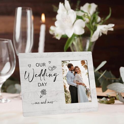 Wedding Picture Frame, Engagement Gifts for Couples, Wedding Gifts for Couples 2025, Anniversary for Couple Gift, Bridal Shower Gift, Rustic Marriage Prayer Wooden Engaged Photo Frame Tabletop Decor in Saudi Arabia