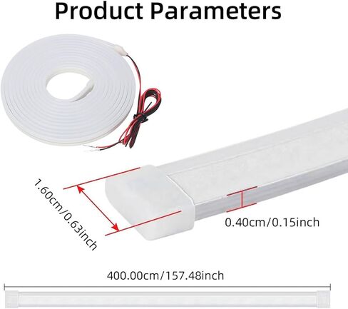 أضواء شريط LED للسيارة، إضاءة محيطة ديناميكية لصندوق السيارة، ألوان بيضاء شريط إضاءة LED مرن 157.48 بوصة، سهل التركيب، مقاوم للماء، مناسب عالمي لصناديق السيارات وسيارات الدفع الرباعي in Kuwait