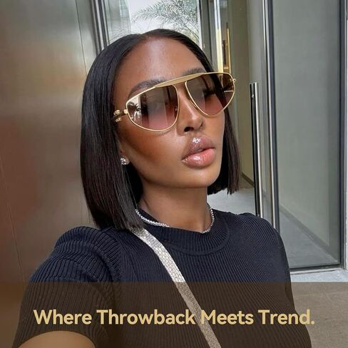 Oversized Aviator Sunglasses for Women Men Trendy Fashion Big Shades Tinted Lens Gold Metal Sun Glasses UV400 in Saudi Arabia