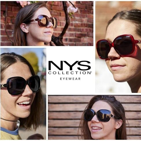 نظارات شمسية من مجموعة NYS Collection Jackie-O مستقطبة كبيرة الحجم على شكل فراشة - طراز قديم للسيدات، حماية من الأشعة فوق البنفسجية 400 in Saudi Arabia