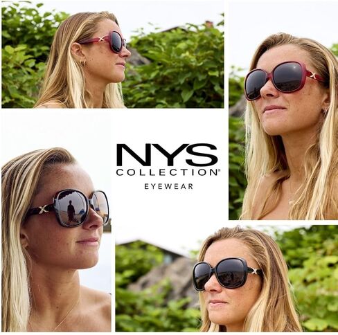 نظارات شمسية من مجموعة NYS Collection Jackie-O مستقطبة كبيرة الحجم على شكل فراشة - طراز قديم للسيدات، حماية من الأشعة فوق البنفسجية 400 in Saudi Arabia