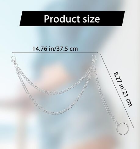 Pants Chain for Men, Silver Punk Hip Hop Adjustable Belt Wallet Key Chain, Stainless Steel Goth Accessories for Men Women Rave Festival in Saudi Arabia