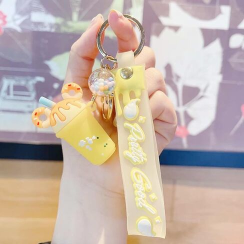 Keychain ice cream Bag Charms, Key Chains Women Cute - Fashion enthusiasts（yellow） in Saudi Arabia
