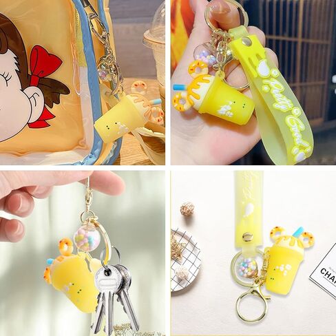Keychain ice cream Bag Charms, Key Chains Women Cute - Fashion enthusiasts（yellow） in Saudi Arabia