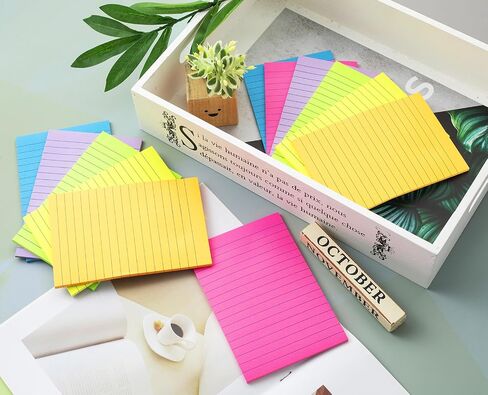 (12 Pack) Lined Sticky Notes 4x6 in Post Ruled Stickies Super Sticking Power Memo Pads Bright Colors in Kuwait