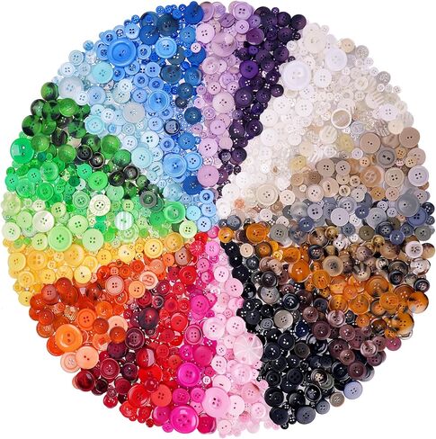 1400-1500pcs Assorted Craft Buttons,12 Color Mixed Size Resin Buttons for Manual Button Painting Sensory Play School Projects,DIY Handmade Ornament in Kuwait