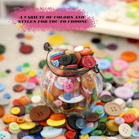 1400-1500pcs Assorted Craft Buttons,12 Color Mixed Size Resin Buttons for Manual Button Painting Sensory Play School Projects,DIY Handmade Ornament in Kuwait