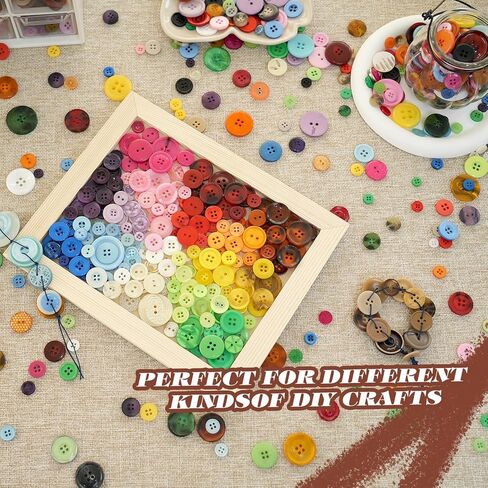 1400-1500pcs Assorted Craft Buttons,12 Color Mixed Size Resin Buttons for Manual Button Painting Sensory Play School Projects,DIY Handmade Ornament in Kuwait