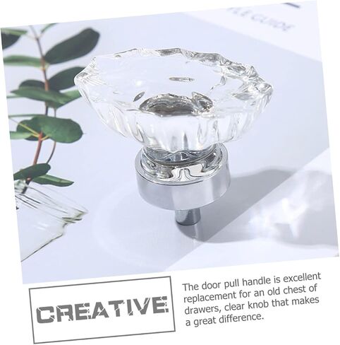 DOITOOL 3pcs Clear Crystal Drawer Knob Transparent Handle for Cupboard Dresser Wardrobe Easy to Install Decorative for Kitchen and Bathroom Use in Saudi Arabia