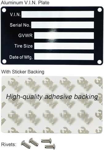 لوحة بيانات لوحة تعريف VIN للمقطورة، علامة تعريف نموذج فارغ، الرقم التسلسلي VIN، الطراز، تاريخ MFG وGVWR، لوحة معرف خلفية لقوارب شاحنات نقل البضائع (جهاز كمبيوتر واحد، V.I.N. والتاريخ، 3.74x2.16) in Kuwait