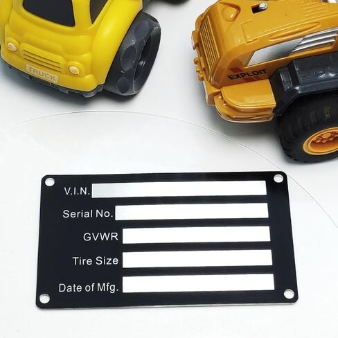 لوحة بيانات لوحة تعريف VIN للمقطورة، علامة تعريف نموذج فارغ، الرقم التسلسلي VIN، الطراز، تاريخ MFG وGVWR، لوحة معرف خلفية لقوارب شاحنات نقل البضائع (جهاز كمبيوتر واحد، V.I.N. والتاريخ، 3.74x2.16) in Kuwait