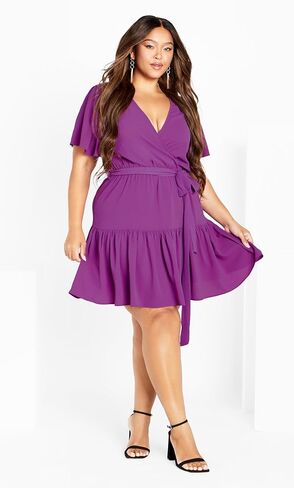 City Chic Women's Dress-Catherine Faux Wrap Tier in Saudi Arabia