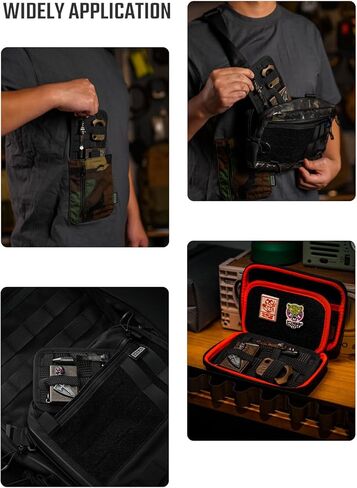 لوحة تنظيم TCM4 Mini EDC، ملحقات حقيبة الظهر مع لوحة خلفية بخطاف أملس، منظم وحدات لحقيبة الأدوات الإدارية مع جيب مفتوح وجيب شبكي (أحمر) in Kuwait