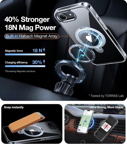 TORRAS 360° Spin Magnetic Stand Case for iPhone 16 Pro Max Case, Fit for MagSafe, 12FT Military Grade Protective Case for 16 Pro Max Phone Case with Kickstand Rotatable, Ostand Spin, Clear 6.9 inch in Kuwait
