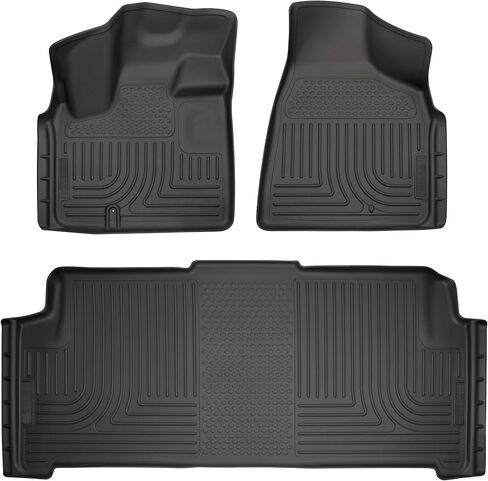 Husky Liners Weatherbeater Floor Mats | Fits 2008-2020 Dodge Grand Caravan | Front & 2nd Row, 3-pc Black - 93691 in Saudi Arabia