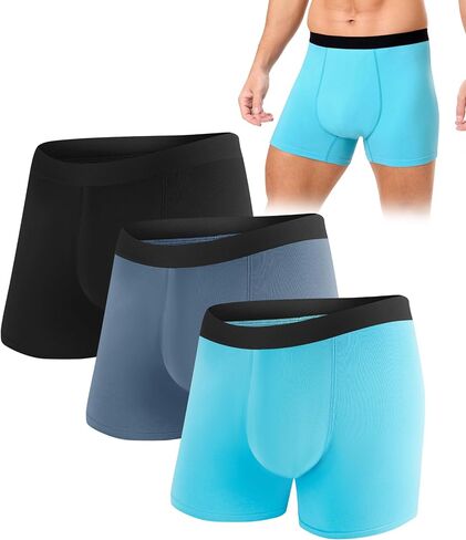 Men's Incontinence Underwear, Heavy Absorbent Washable Leak-Proof Reusable Boxer Brief 3 Pack (Multicolor01, Large) in Saudi Arabia