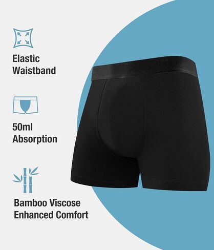 Men's Incontinence Underwear, Heavy Absorbent Washable Leak-Proof Reusable Boxer Brief 3 Pack (Multicolor01, Large) in Saudi Arabia