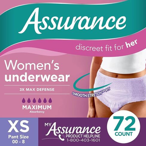 Generic Assurance Women's Maximum Absorbency Incontinence & Postpartum Underwear, XS (72 Count), Lavender in Saudi Arabia
