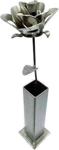 Steel Immortal Rose with Vase Centerpiece in Saudi Arabia