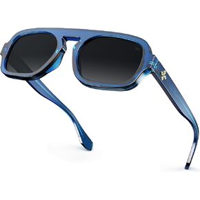 نظارات شمسية VISOONE Aviator العصرية للنساء والرجال في السبعينيات بجزء علوي مسطح كبير وظلال أنيقة من جين in Kuwait