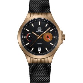 ساعة جلوك للرجال كوارتز قابلة لإعادة الشحن بالطاقة الشمسية | علبة 42 ملم | ساعة يد بعلبة فولاذية وعرض للتاريخ | ساعة رجالية بمؤشرات ومؤشرات سوبرلومينوفا سويسرية | GW-19 (ذئب البراري) in Kuwait