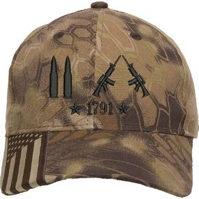 Only Bullets Protect The 2nd Amendment 1791 AR15 Guns Freedom Embroidered One Size Fits All Structured Hats Brown Camo in Kuwait