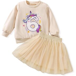 6th Birthday Outfit for Girls 6 Year Old Six Sixth Sweatshirt Tutu Skirt Fall Clothes in Kuwait