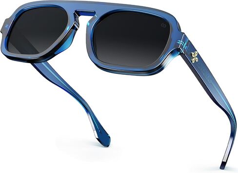 نظارات شمسية VISOONE Aviator العصرية للنساء والرجال في السبعينيات بجزء علوي مسطح كبير وظلال أنيقة من جين in Kuwait