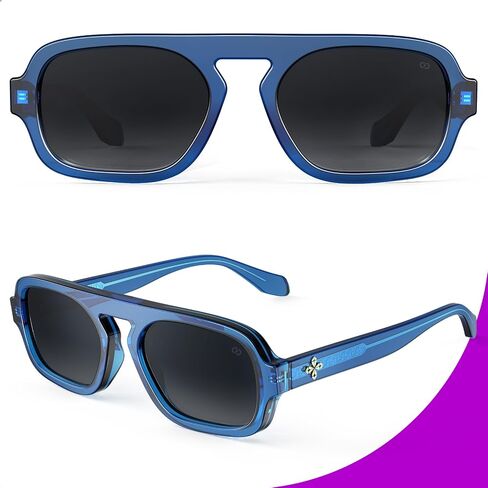 نظارات شمسية VISOONE Aviator العصرية للنساء والرجال في السبعينيات بجزء علوي مسطح كبير وظلال أنيقة من جين in Kuwait