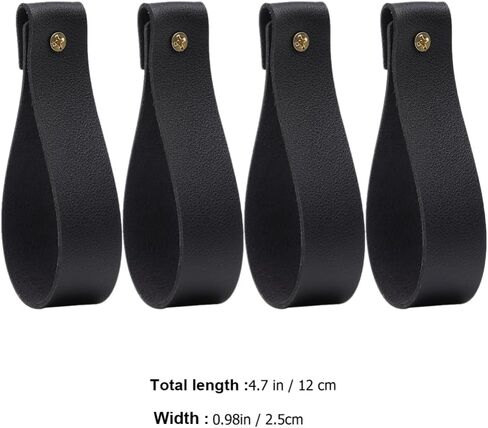 Leather Curtain Rod Straps - 4pcs Wall Mounted Leather Strap Hooks Wall Hanging Curtain Rod Holders for Bathroom Kitchen Bedroom Decor - Brown in Kuwait