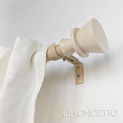 1 Inch Single Curtain Rods 72 to 144 Inches Adjustable Drapery Rods for Window width 68 to 140 Inches, Faux Travertine Finials, Beige Metal Rods in Saudi Arabia