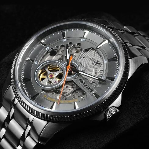 CADISEN Men Automatic Mechanical Watch Stainless Steel Band Waterproof Casual Watches Skeleton in Saudi Arabia