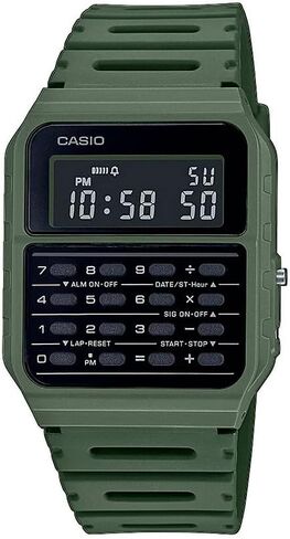 Casio CA-53WF-3B Calculator Green Digital Mens Watch Original New Classic CA-53, 43.2×34.4×8.2mm (CA-53WF-3BDF) in Saudi Arabia