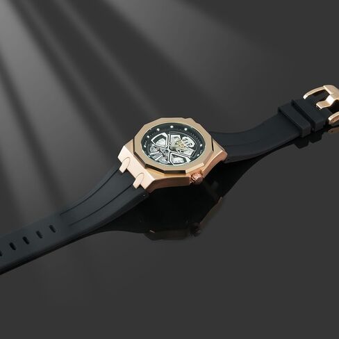 BARAMON Men's Watches Skeleton Stainless Quartz Watch Fashion Casual Wristwatch for Men Adjustable Silicone Band Male Clock Waterproof Sport Business in Saudi Arabia