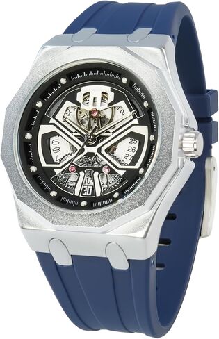 BARAMON Men's Watches Skeleton Stainless Quartz Watch Fashion Casual Wristwatch for Men Adjustable Silicone Band Male Clock Waterproof Sport Business in Saudi Arabia