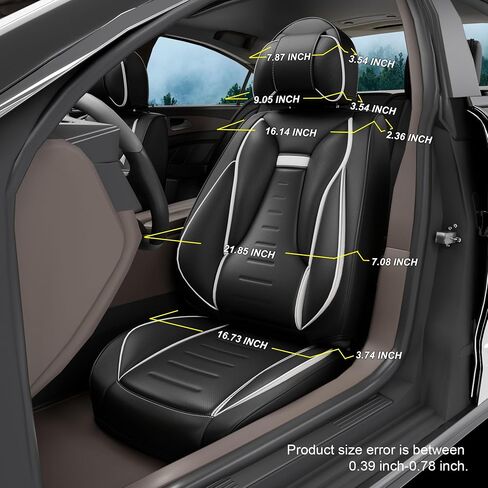 5PCS Angel Wings Front and Back Car Seat Covers Auto Interior Accessories with Water Proof Nappa Leather for Cars SUV Pick-up Truck Universal Comfortable and Breathable (Full Set, Black&White) in Saudi Arabia