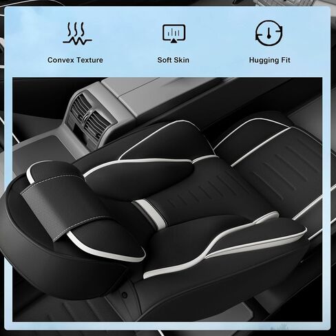 5PCS Angel Wings Front and Back Car Seat Covers Auto Interior Accessories with Water Proof Nappa Leather for Cars SUV Pick-up Truck Universal Comfortable and Breathable (Full Set, Black&White) in Saudi Arabia