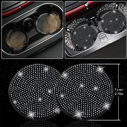 Car Accessories Set for Women, 11 Pieces Bling Interior Decor Kit, Sparkly Steering Wheel Cover, Rhinestone Seat Belt Covers,Daisy Air Vent Clips, Universal Fit,Cute Interior Full Kit (White Diamond) in Saudi Arabia