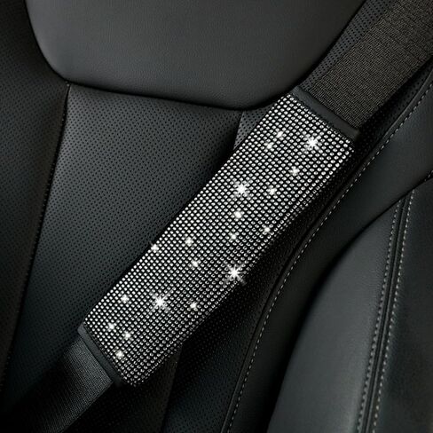 Car Accessories Set for Women, 11 Pieces Bling Interior Decor Kit, Sparkly Steering Wheel Cover, Rhinestone Seat Belt Covers,Daisy Air Vent Clips, Universal Fit,Cute Interior Full Kit (White Diamond) in Saudi Arabia