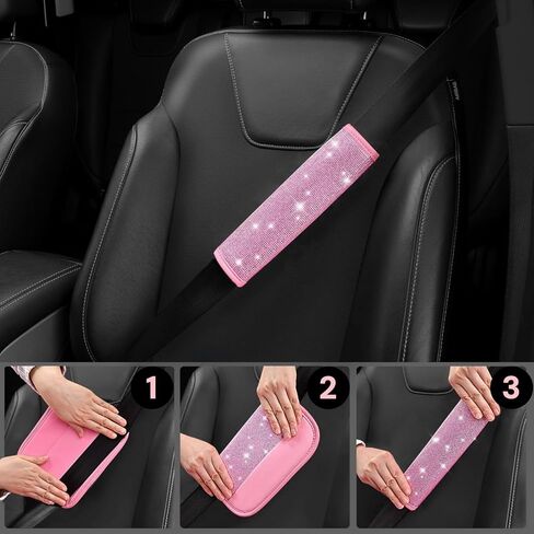 Car Accessories Set for Women, 11 Pieces Bling Interior Decor Kit, Sparkly Steering Wheel Cover, Rhinestone Seat Belt Covers,Daisy Air Vent Clips, Universal Fit,Cute Interior Full Kit (White Diamond) in Saudi Arabia