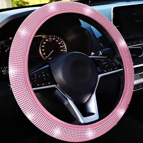 Car Accessories Set for Women, 11 Pieces Bling Interior Decor Kit, Sparkly Steering Wheel Cover, Rhinestone Seat Belt Covers,Daisy Air Vent Clips, Universal Fit,Cute Interior Full Kit (White Diamond) in Saudi Arabia