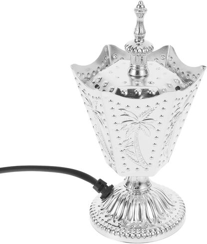 ABOOFAN مبخرة كهربائية معدنية بخور حامل مبخرة العود اللبان الراتنج الموقد لليوجا سبا مكتب ديكور المنزل الفضة in Saudi Arabia