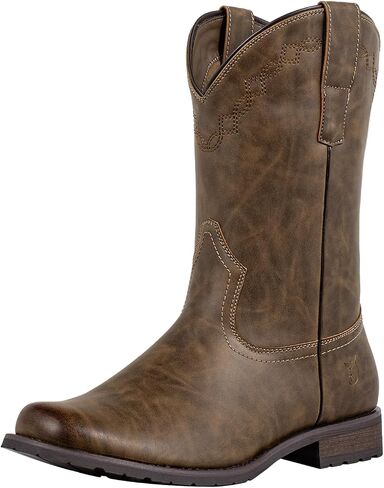 J's.o.l.e Cowboy Boots for Men Round Toe Casual Western Boots Pull on Dress Men's Silp Resistant Work Boots in Saudi Arabia