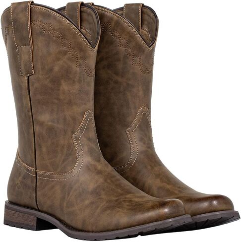 J's.o.l.e Cowboy Boots for Men Round Toe Casual Western Boots Pull on Dress Men's Silp Resistant Work Boots in Saudi Arabia