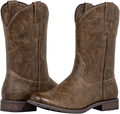J's.o.l.e Cowboy Boots for Men Round Toe Casual Western Boots Pull on Dress Men's Silp Resistant Work Boots in Saudi Arabia