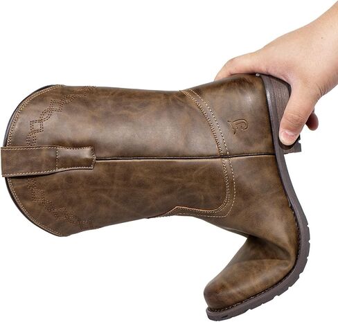 J's.o.l.e Cowboy Boots for Men Round Toe Casual Western Boots Pull on Dress Men's Silp Resistant Work Boots in Saudi Arabia