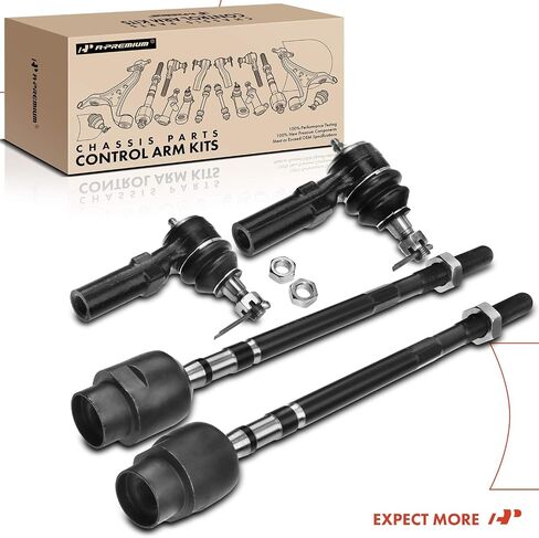 مجموعة A-Premium مكونة من 4 قطع، طقم نهاية قضيب ربط أمامي داخلي وخارجي، متوافق مع Buick وChevrolet وOldsmobile وPontiac - 1993-1996 - Century، Lumina APV، Cutlass Ciera & Cruiser، Silhouette، Trans Sport in Saudi Arabia