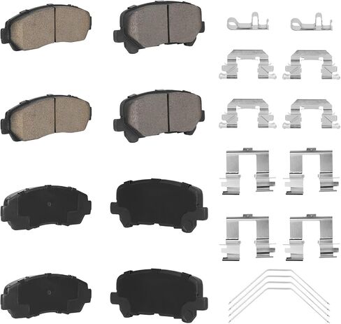 Front Rear Ceramic Disc Brake Pads Set for Honda Odyssey 2011 2012 2013 2014 2015 2016 2017 8PCS (With Hardware) in Saudi Arabia