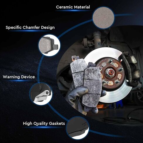 Front Rear Ceramic Disc Brake Pads Set for Honda Odyssey 2011 2012 2013 2014 2015 2016 2017 8PCS (With Hardware) in Saudi Arabia
