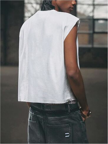 Verdusa Men's Letter Print Graphic Tees Summer Tank Tops Sleeveless Going Out T Shirt in Saudi Arabia
